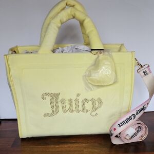 Juicy Couture Light Yellow Tote with Embellished Logo